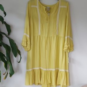 Womens Flare Sleeve Boho Dress 1X NWT